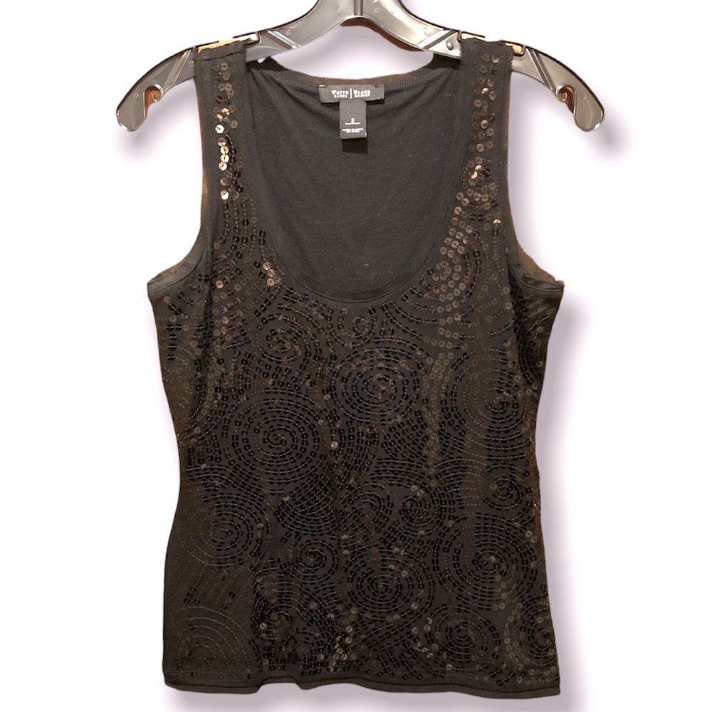 White House Black Market Black Sequin Tank Top